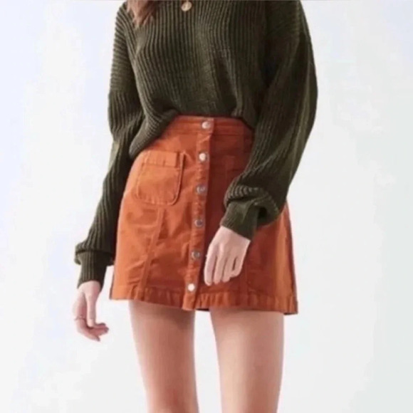 AERIE Corduroy Mini Button Skirt size L. - Picture 2 of 8